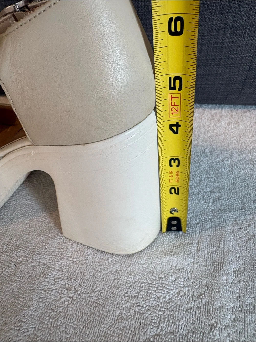 Free People Gwen Leather Mary Jane Platform Heels Moonlight White Sz 7